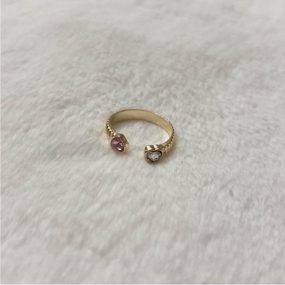 5/$15 🩷 MUST BUNDLE Gold Open Heart Ring with Pink and Clear Stones - Picture 5 of 5